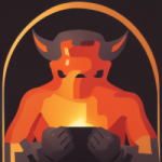 The Demon Idol logo, an abstract rendition of the demon idol on the cover of the AD&D Player's Handbook.